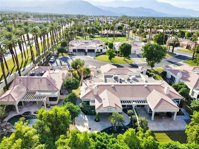 bird's eye view with a residential view and a mountain view