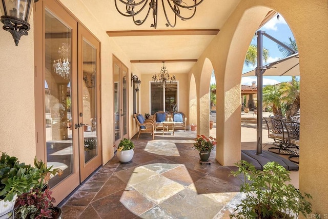 view of patio featuring french doors