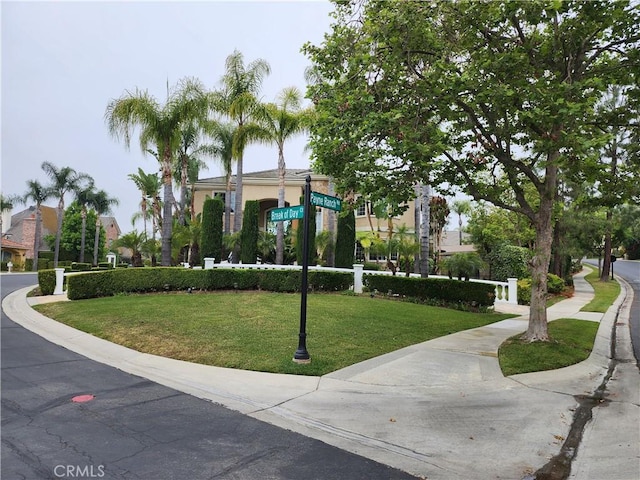 view of property's community featuring a yard