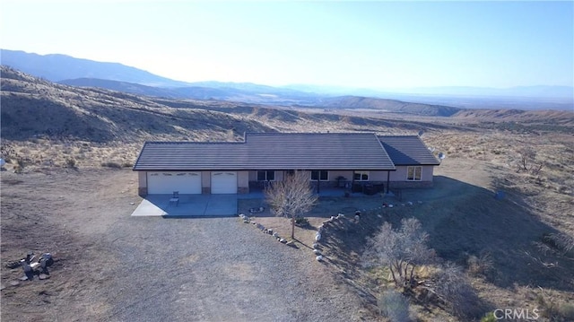 aerial view with a mountain view