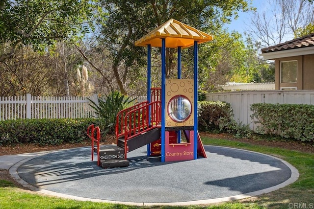 community jungle gym with fence