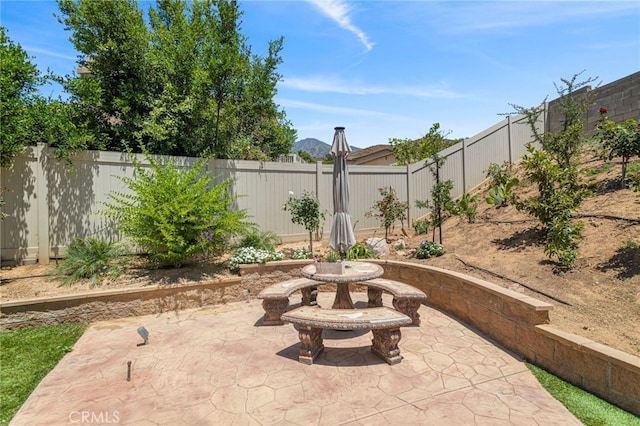 view of patio featuring a fenced backyard