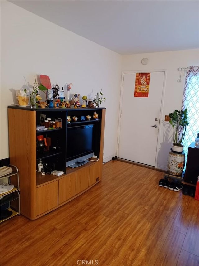 living area featuring light wood-type flooring