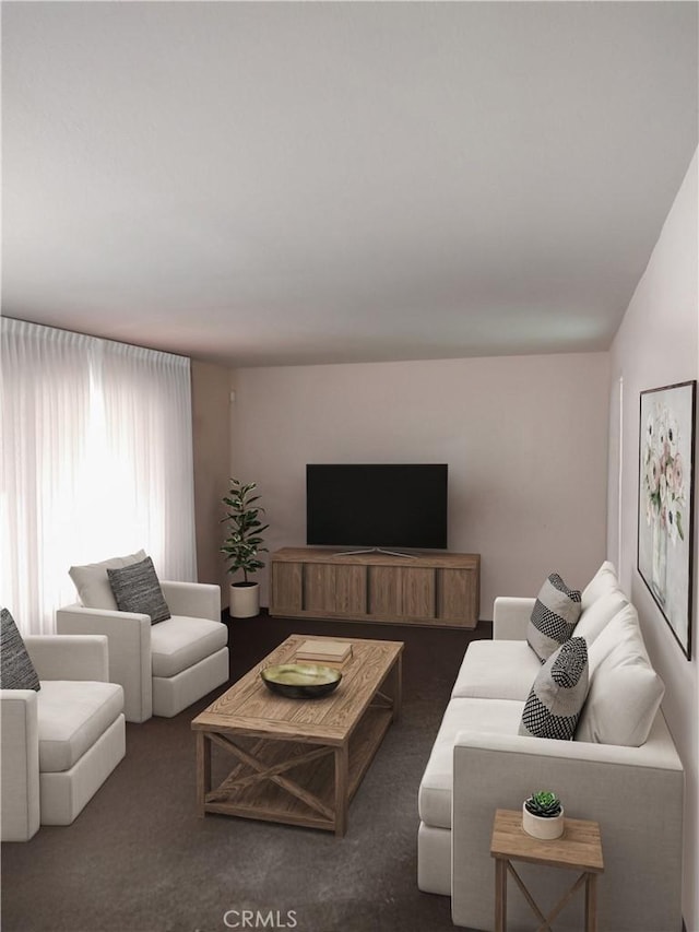 living area with carpet floors