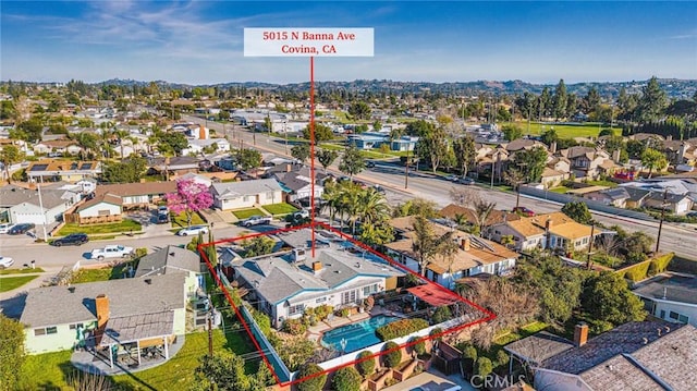 drone / aerial view with a residential view