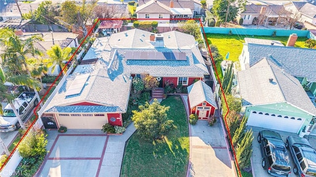 bird's eye view with a residential view