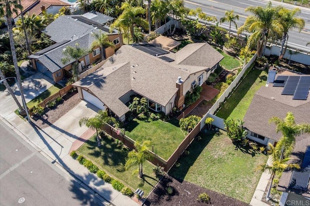 birds eye view of property with a residential view