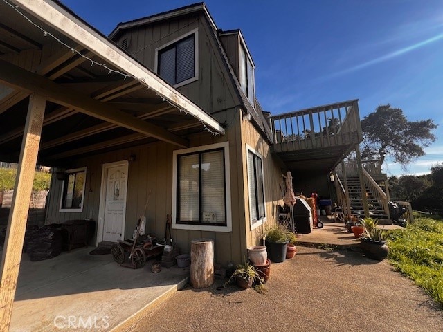 exterior space featuring stairs