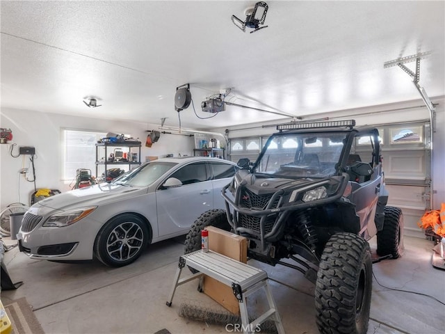 garage with a garage door opener