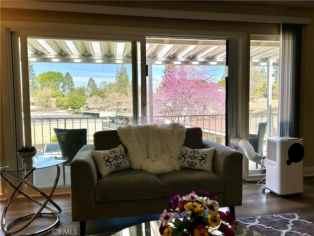 living area featuring wood finished floors