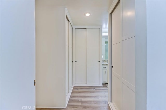 86 Calle Aragon Unit O, Laguna Woods, CA 92637 - corridor with recessed lighting and light wood finished floors