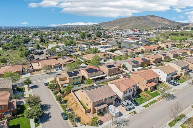 drone / aerial view with a mountain view and a residential view