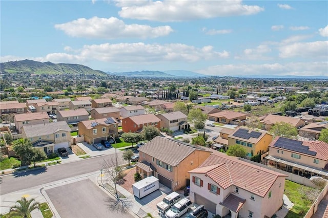 aerial view with a residential view and a mountain view