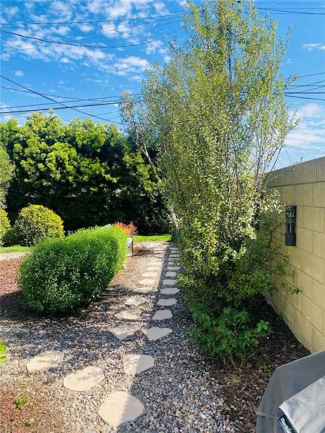 view of yard featuring fence