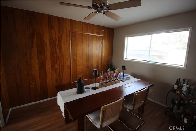 508 30th St, Hermosa Beach, CA 90254 - office with a ceiling fan, wood finished floors, and wood walls