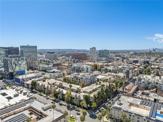 drone / aerial view with a city view