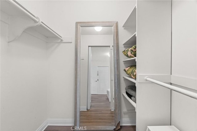 spacious closet with wood finished floors
