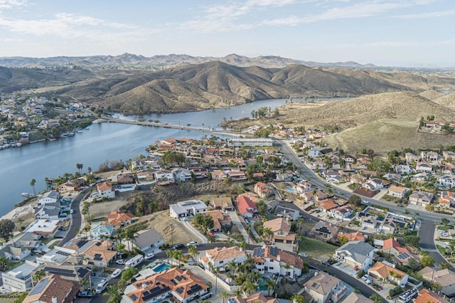 22633 Inspiration Pt, Canyon Lake, CA 92587 - drone / aerial view featuring a residential view and a water and mountain view