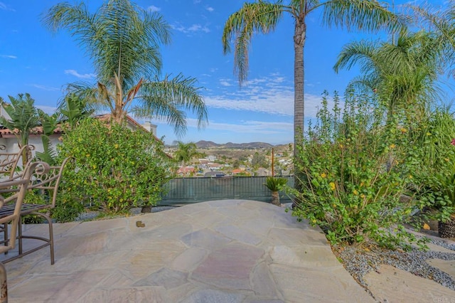 22633 Inspiration Pt, Canyon Lake, CA 92587 - view of patio / terrace with a mountain view and fence