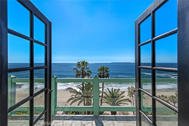 property view of water featuring a view of the beach