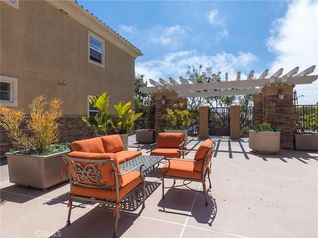 21345 Hawthorne Blvd Unit 415, Torrance, CA 90503 - view of patio / terrace featuring an outdoor hangout area and a pergola