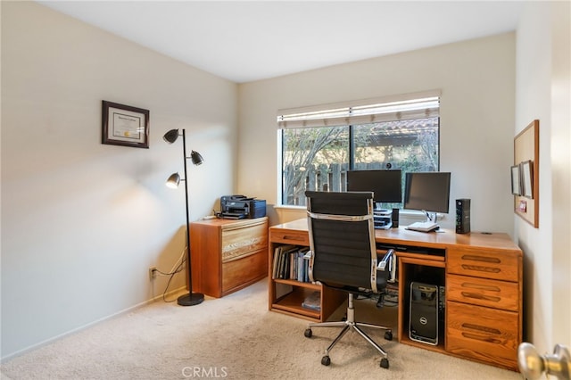 view of carpeted office space