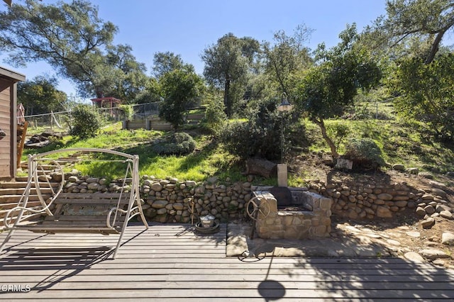 wooden terrace with fence