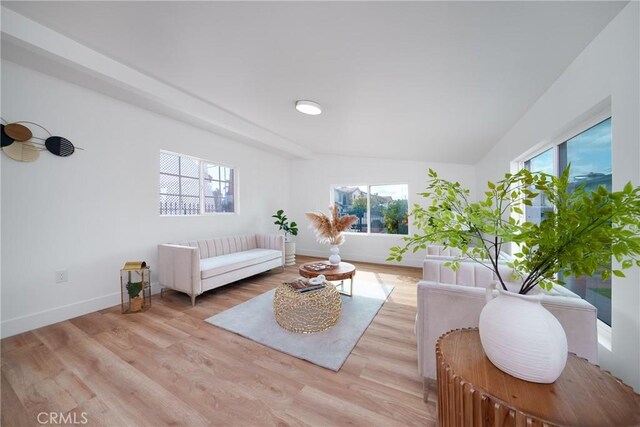 interior space featuring plenty of natural light, wood finished floors, and baseboards