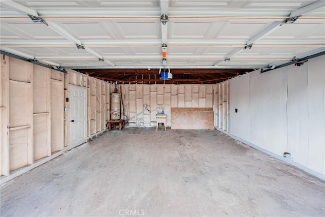 garage featuring water heater