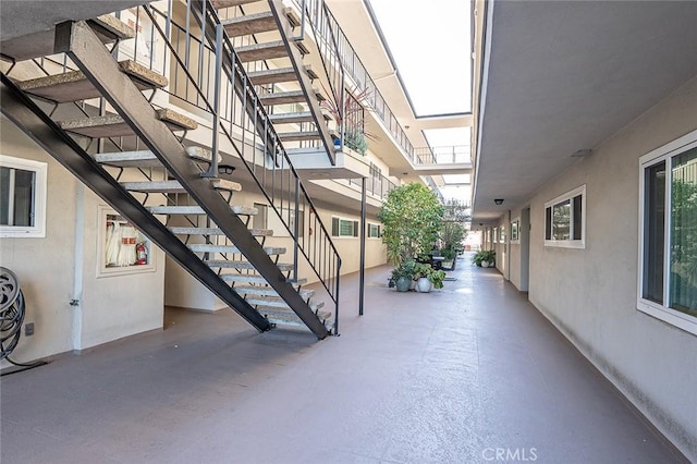 view of patio with stairs