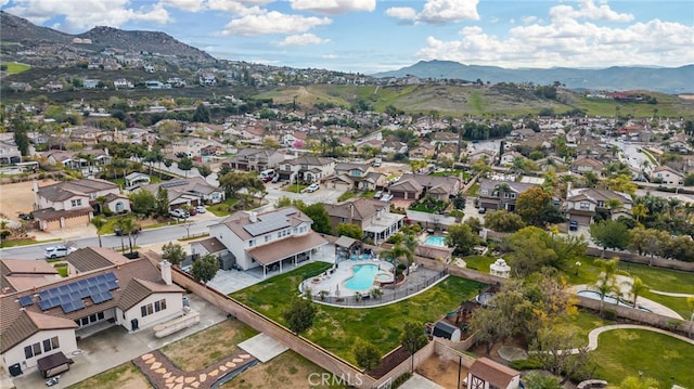 bird's eye view with a mountain view and a residential view