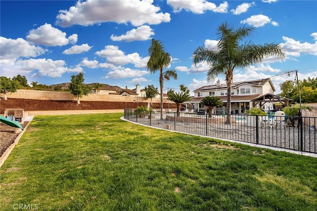 view of yard with fence