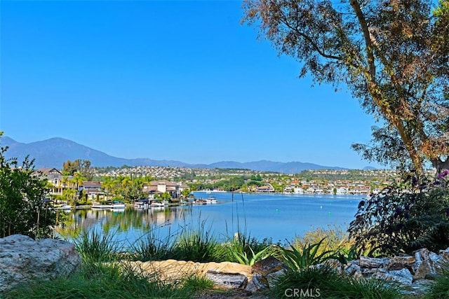 property view of water featuring a mountain view