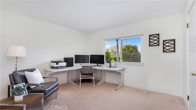 view of carpeted home office