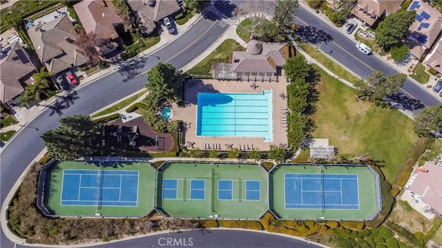 aerial view with a residential view