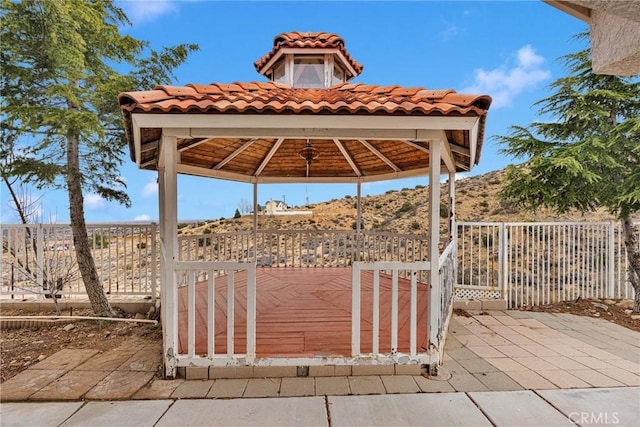 view of patio featuring a gazebo