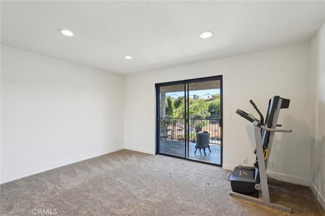 22176 Dogie Pl, Canyon Lake, CA 92587 - workout room featuring carpet flooring and recessed lighting