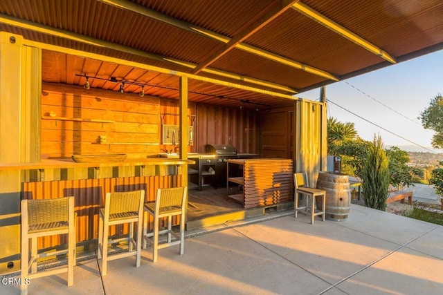 view of patio with outdoor dry bar