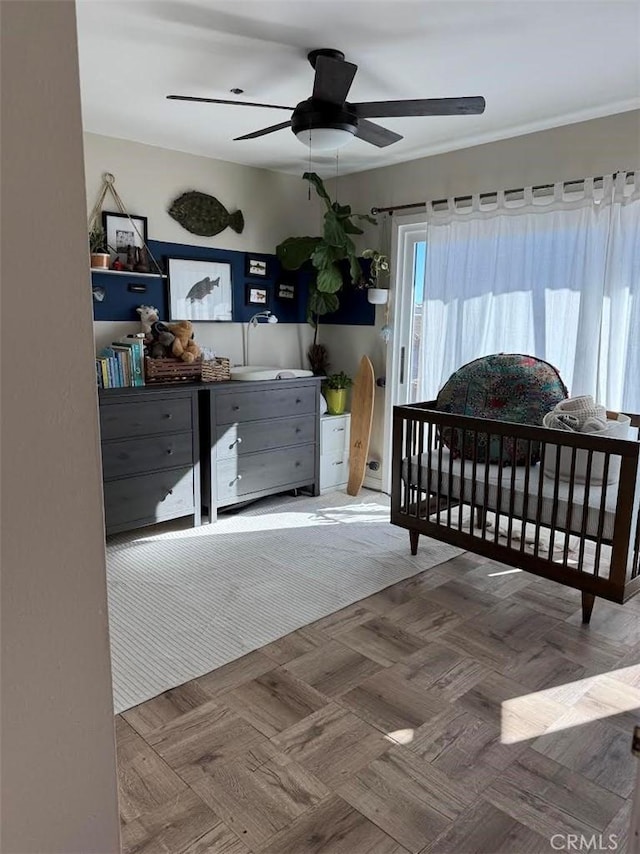 bedroom with a ceiling fan