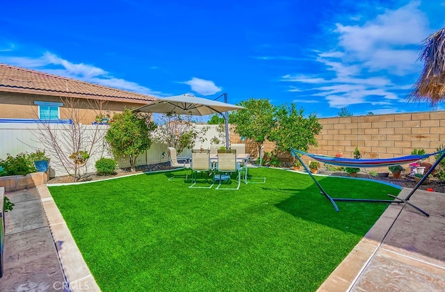 view of yard featuring a fenced backyard