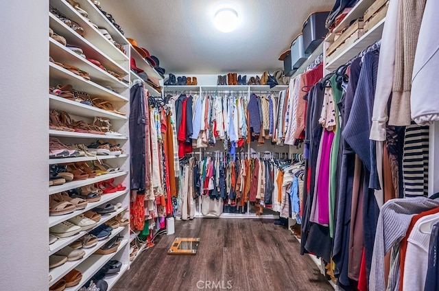 spacious closet with wood finished floors