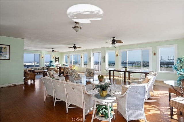 dining area with wood finished floors