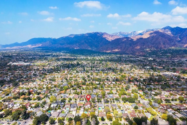 bird's eye view featuring a mountain view and a residential view