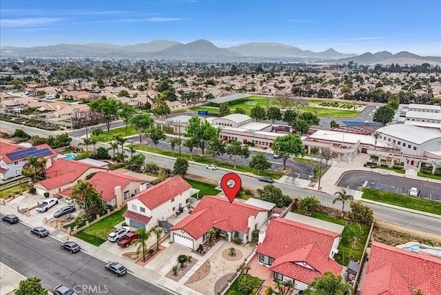 birds eye view of property featuring a residential view and a mountain view