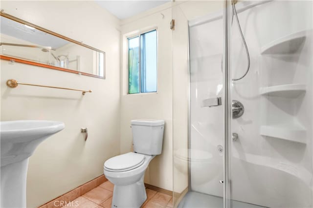 1316 Edgewood Dr, Alhambra, CA 91803 - full bath with baseboards, toilet, a stall shower, and tile patterned flooring