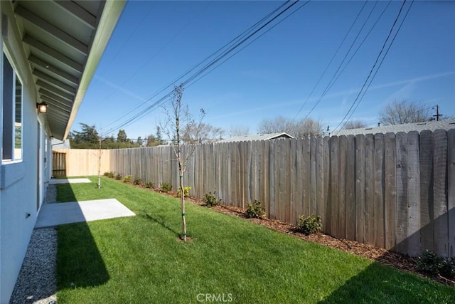 view of yard featuring a fenced backyard