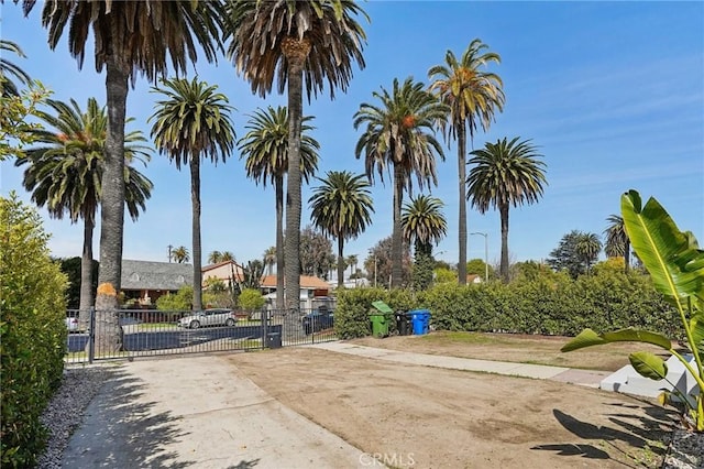 view of home's community featuring a gate and fence