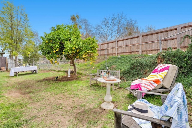 view of yard with fence