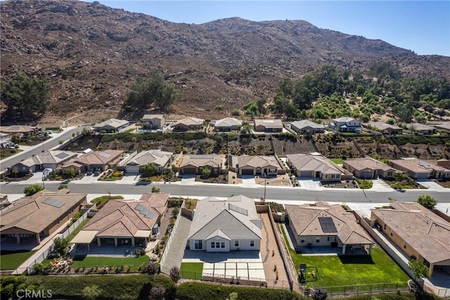 bird's eye view featuring a residential view and a mountain view