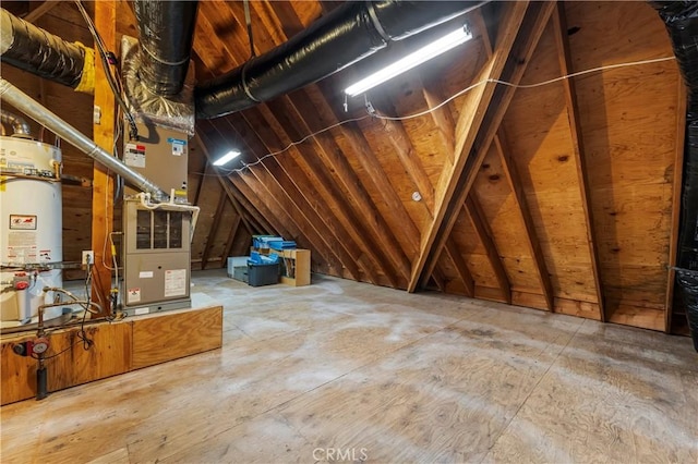 attic featuring water heater